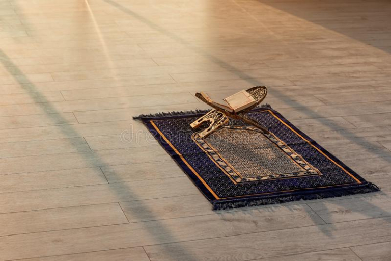 A prayer mat on the floor