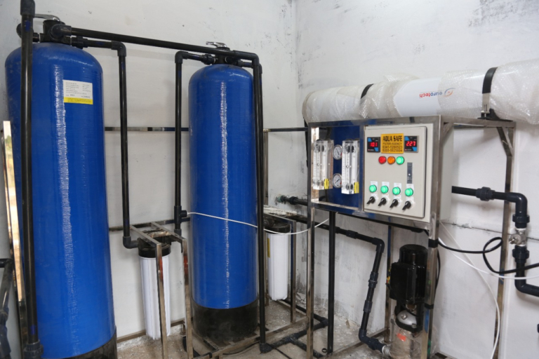 A reverse osmosis filtration plant providing clean water